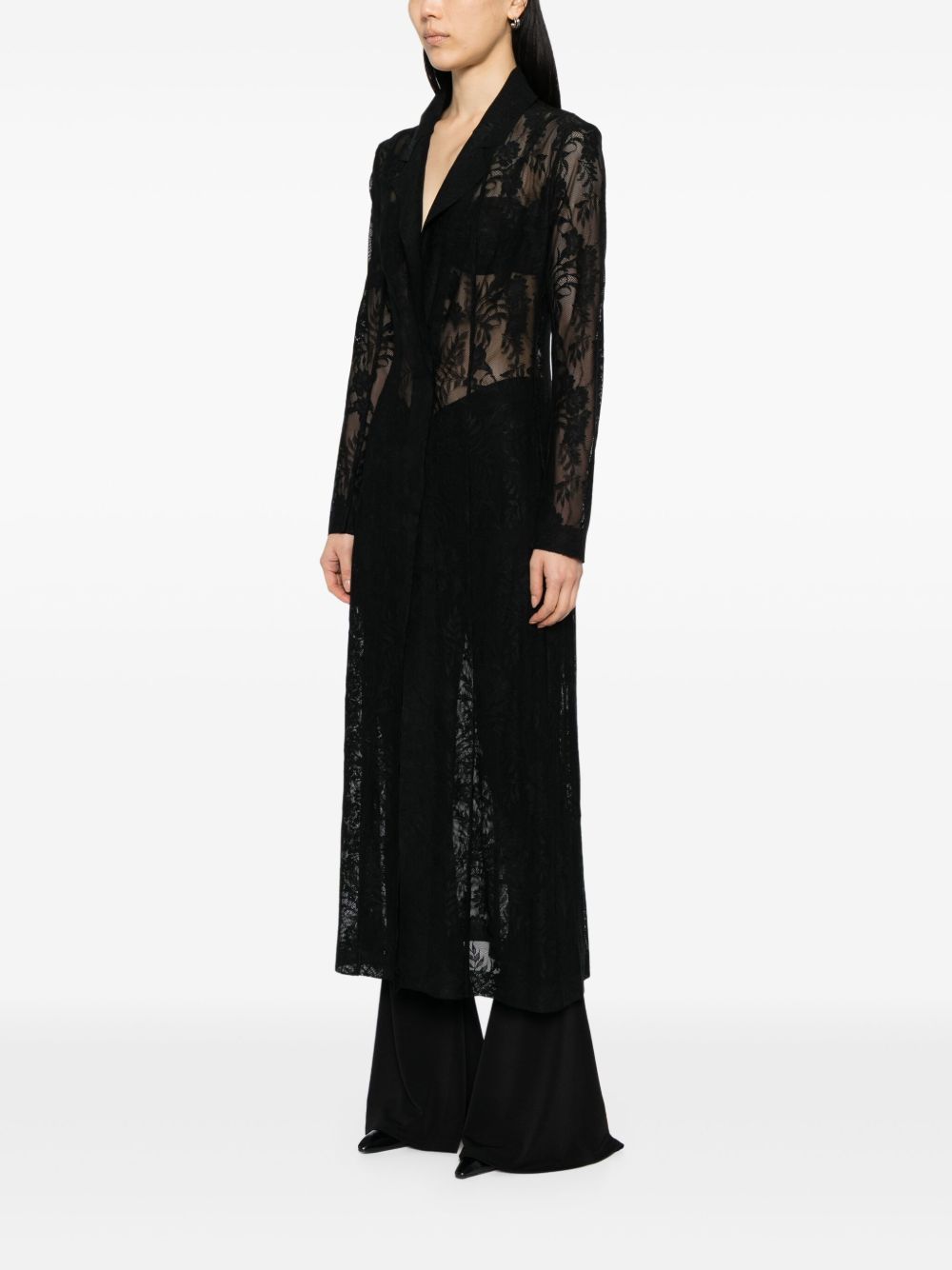 Norma Kamali Silk Single Breasted Coat Black