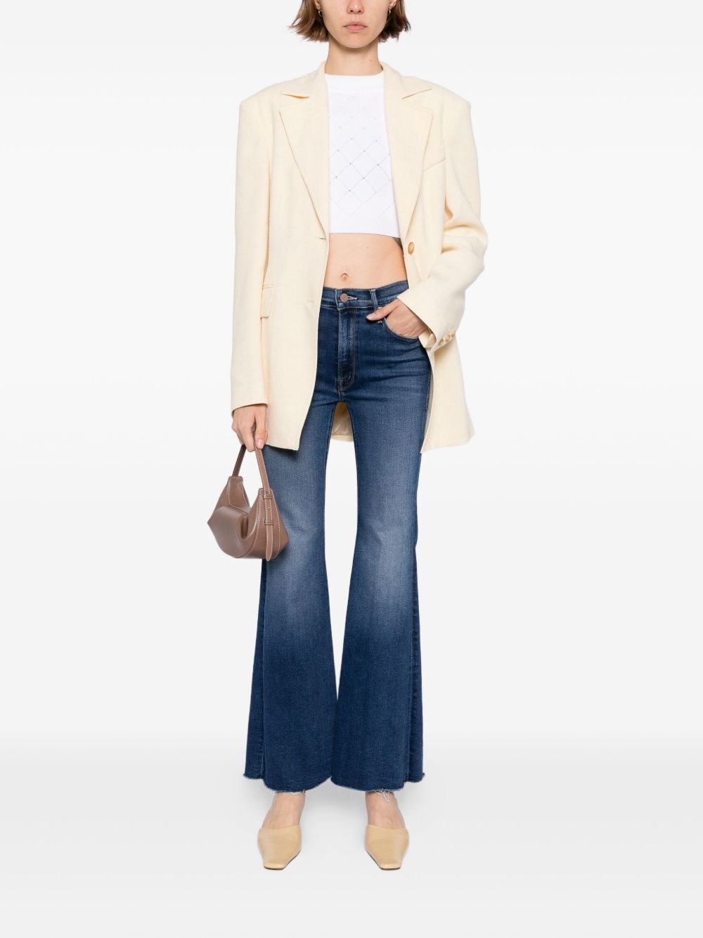 Mother Lil Doozy Fray High-Rise Straight-Leg Jeans Blue
