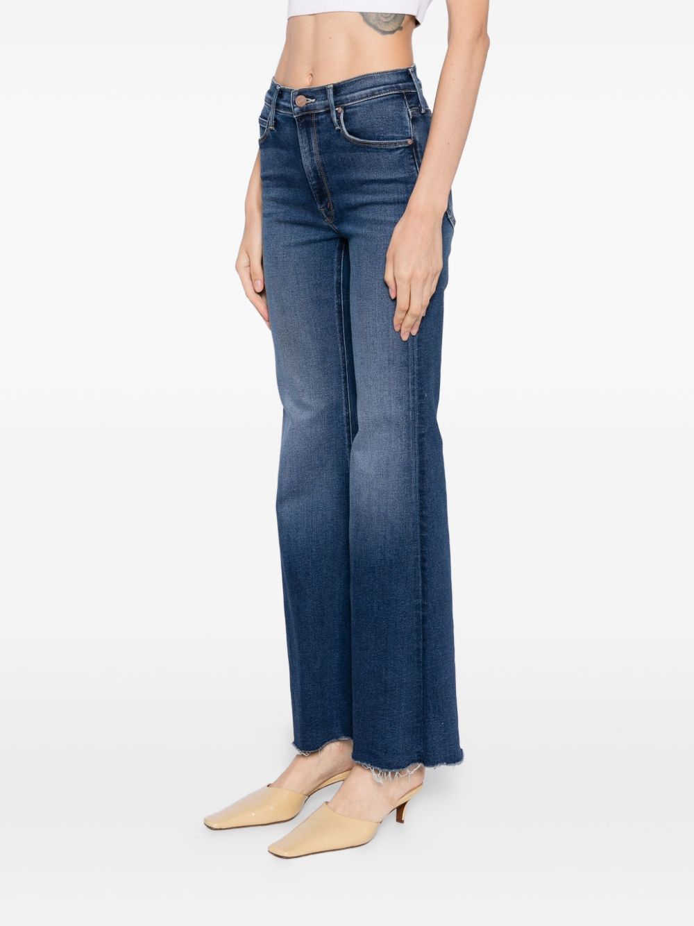 Mother Lil Doozy Fray High-Rise Straight-Leg Jeans Blue