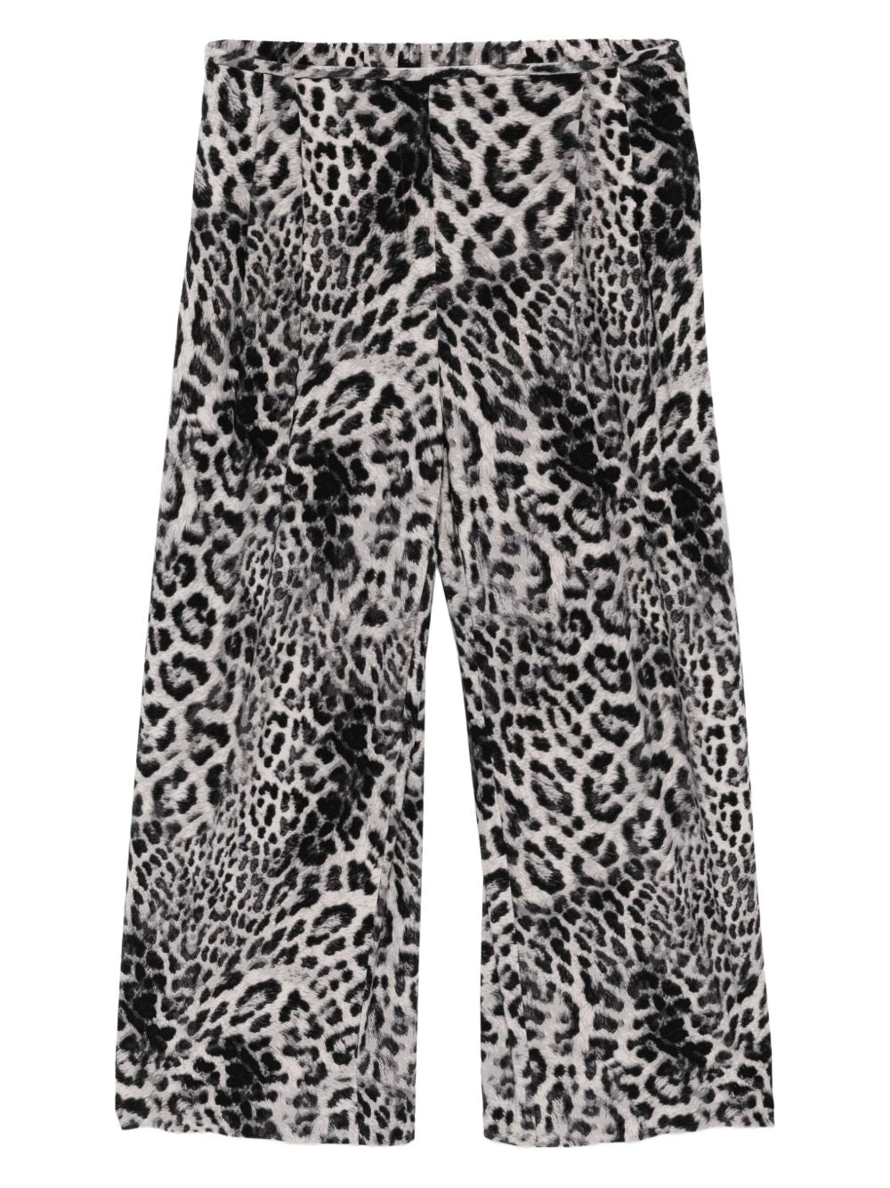 Norma Kamali Leopard-Print Wide-Leg Silk Trousers Brown