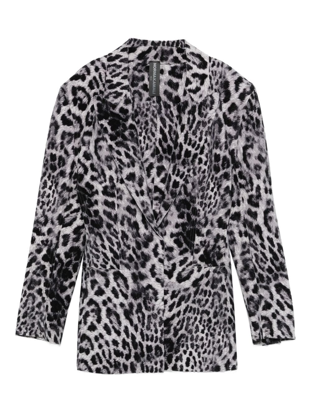 Norma Kamali Leopard-Print Single-Breasted Blazer Brown