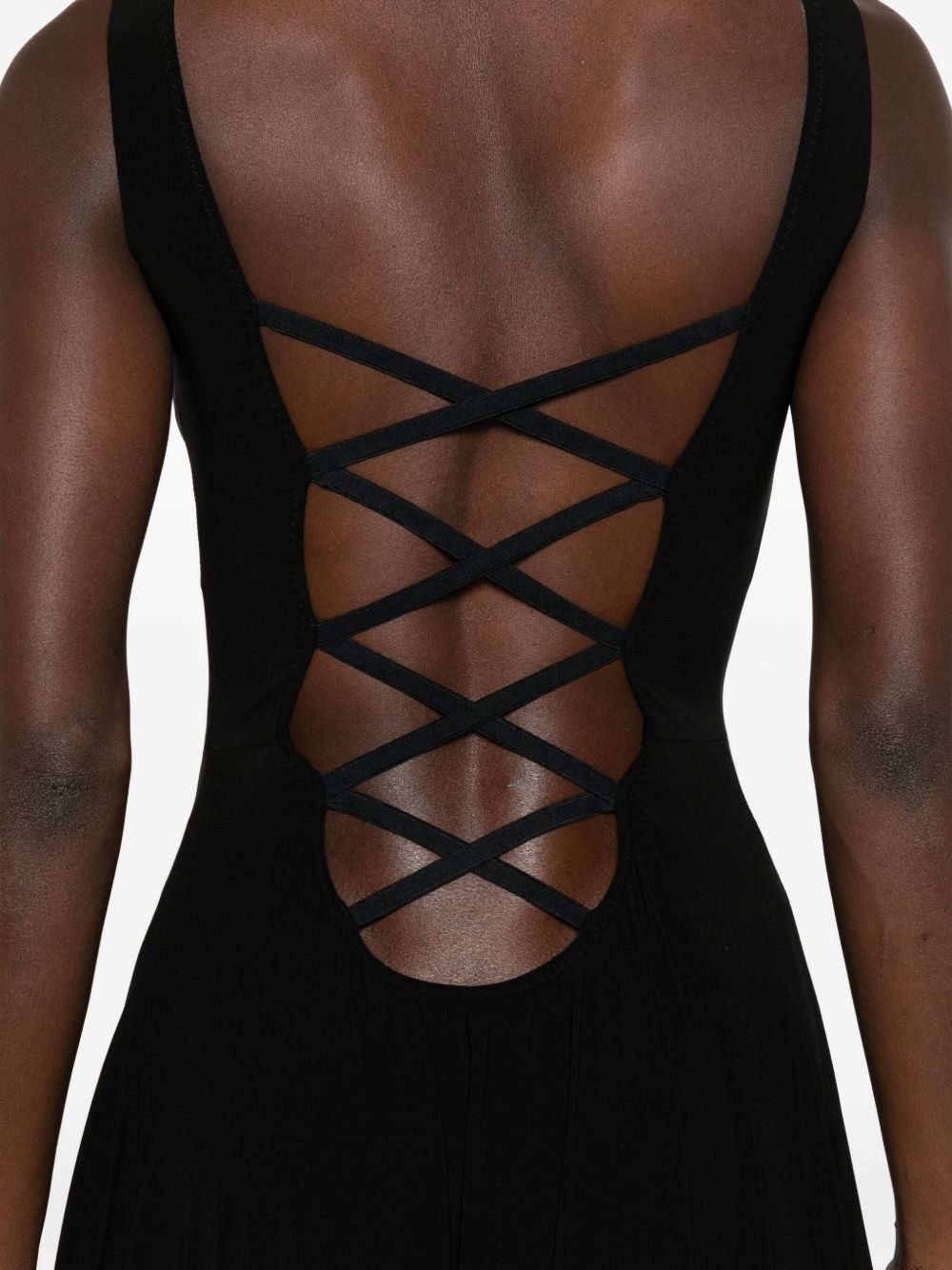Norma Kamali Asymmetric Pleated Mini Dress Black