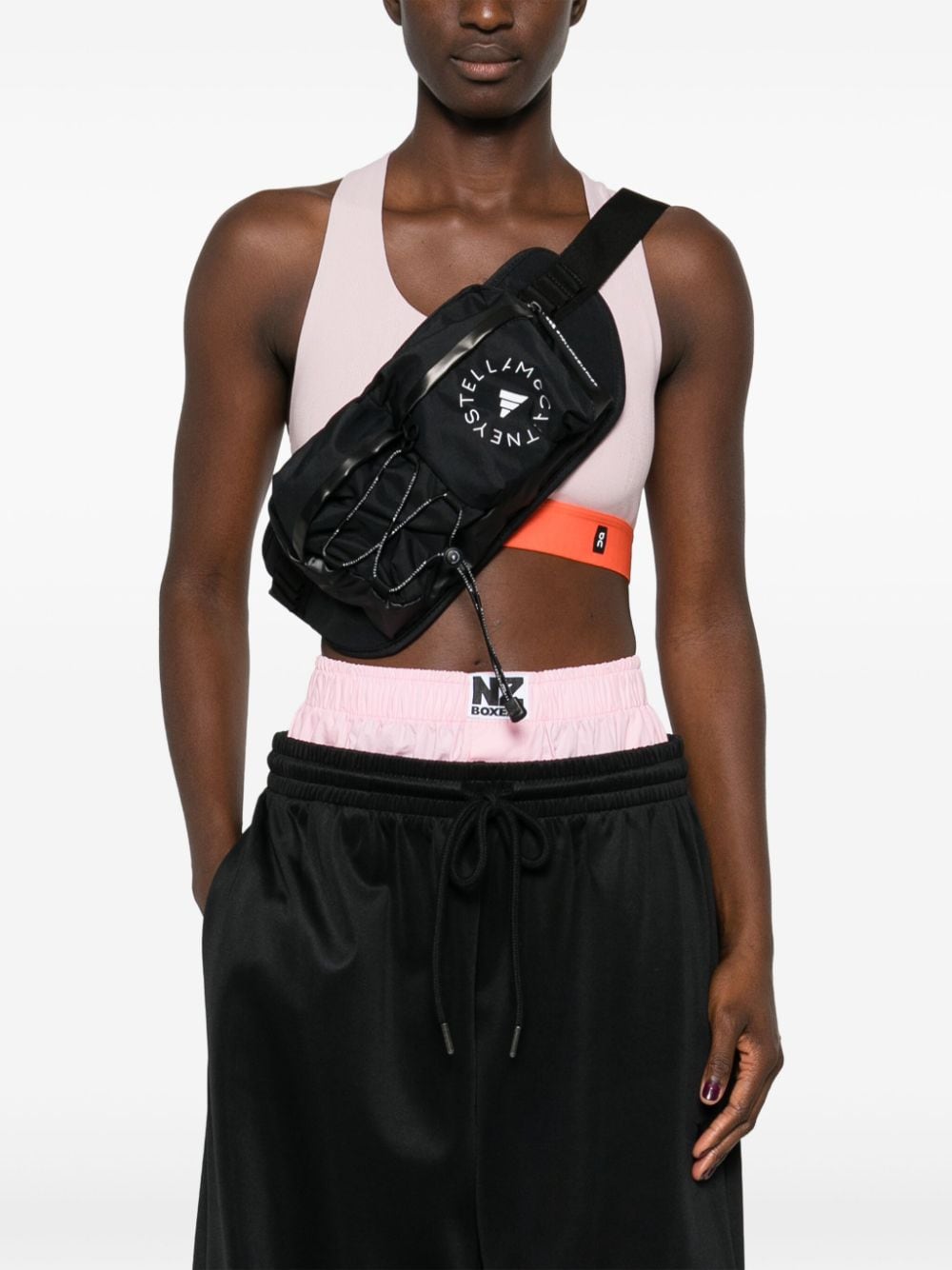 Adidas By Stella McCartney Bum Bag in Black Silk and Nylon with Logo Detail Black
