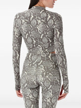 Adidas By Stella McCartney Snake-Print Cropped Long-Sleeve Stretch Top Beige
