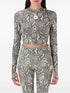 Adidas By Stella McCartney Snake-Print Cropped Long-Sleeve Stretch Top Beige
