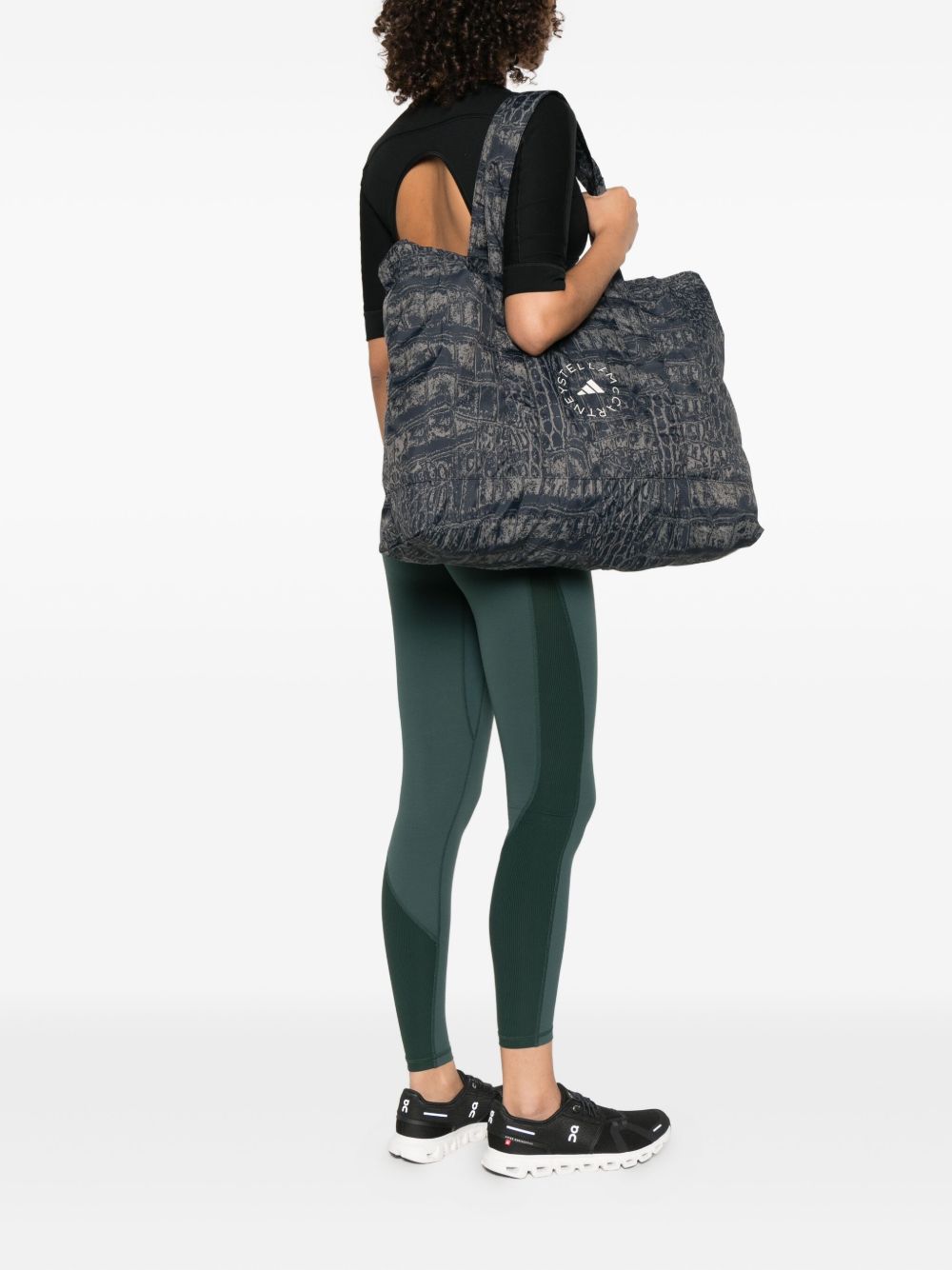 Adidas By Stella McCartney Foldable Crocodile-Print Tote Bag Black