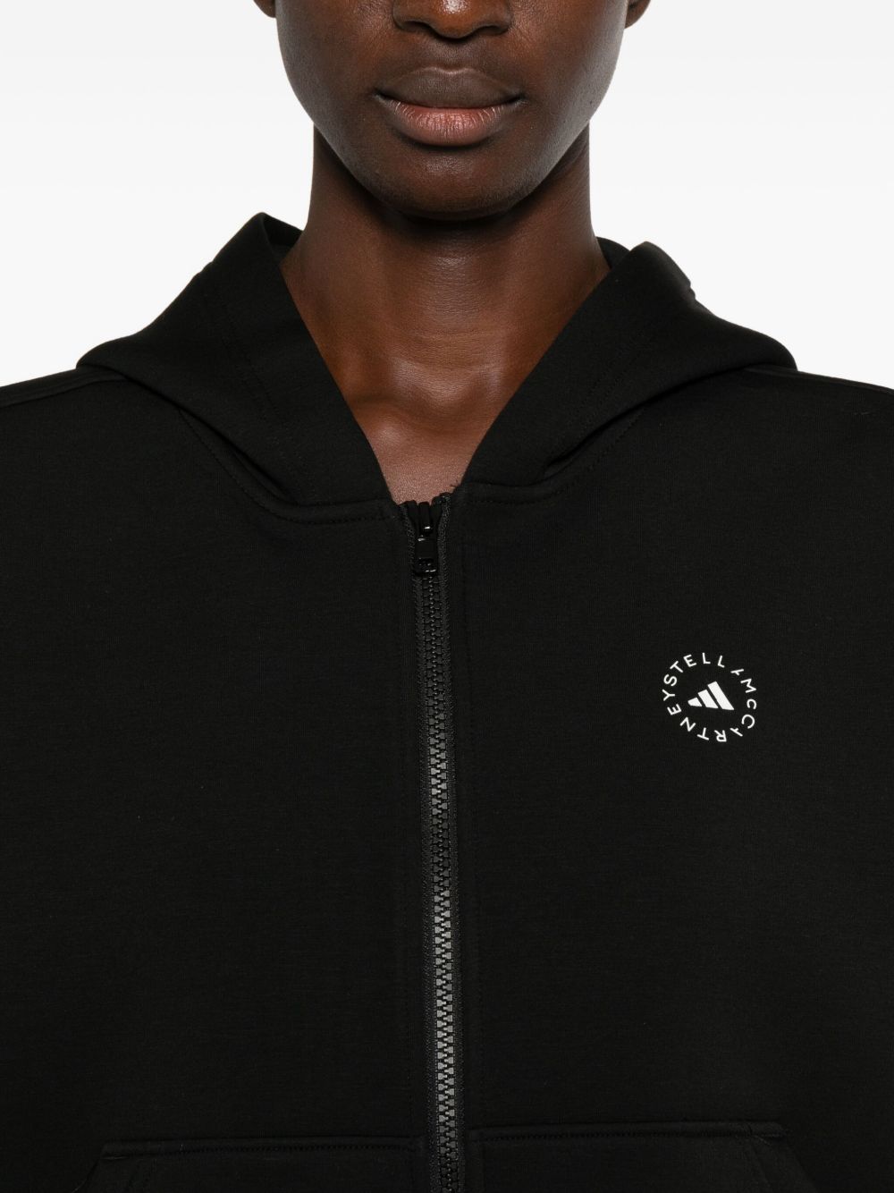 Adidas By Stella McCartney Hooded Zip-Up Scuba Sweatshirt Black Black