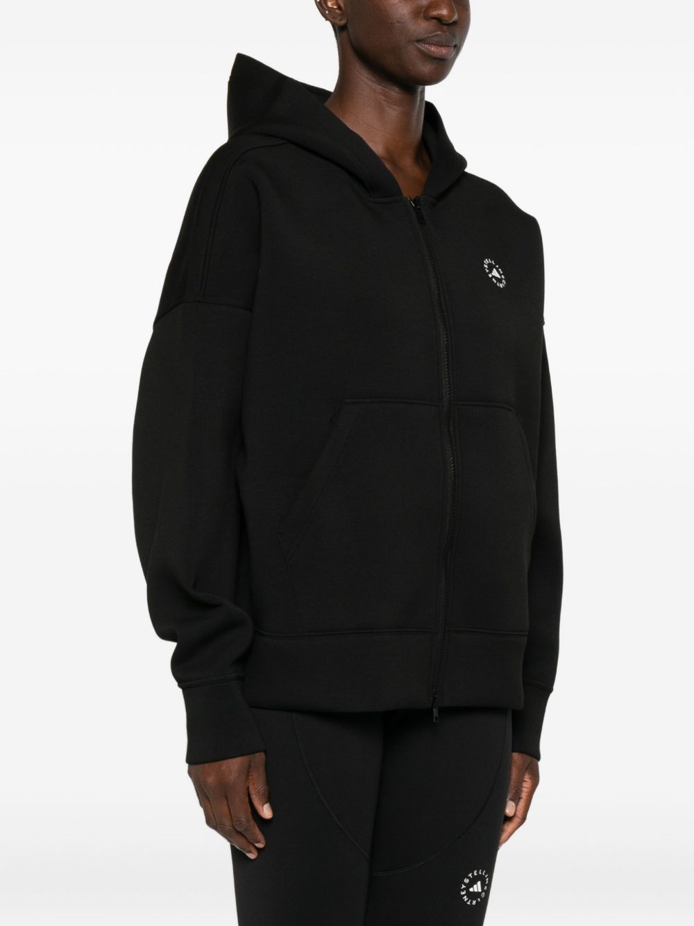 Adidas By Stella McCartney Hooded Zip-Up Scuba Sweatshirt Black Black