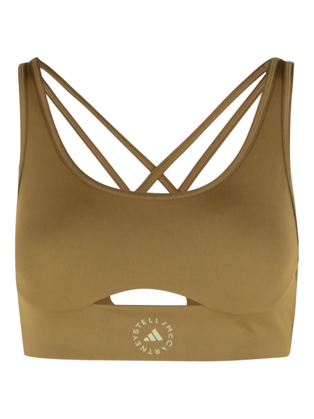 Adidas By Stella McCartney Cross-Back Cutout Gym Bra in Brown brown