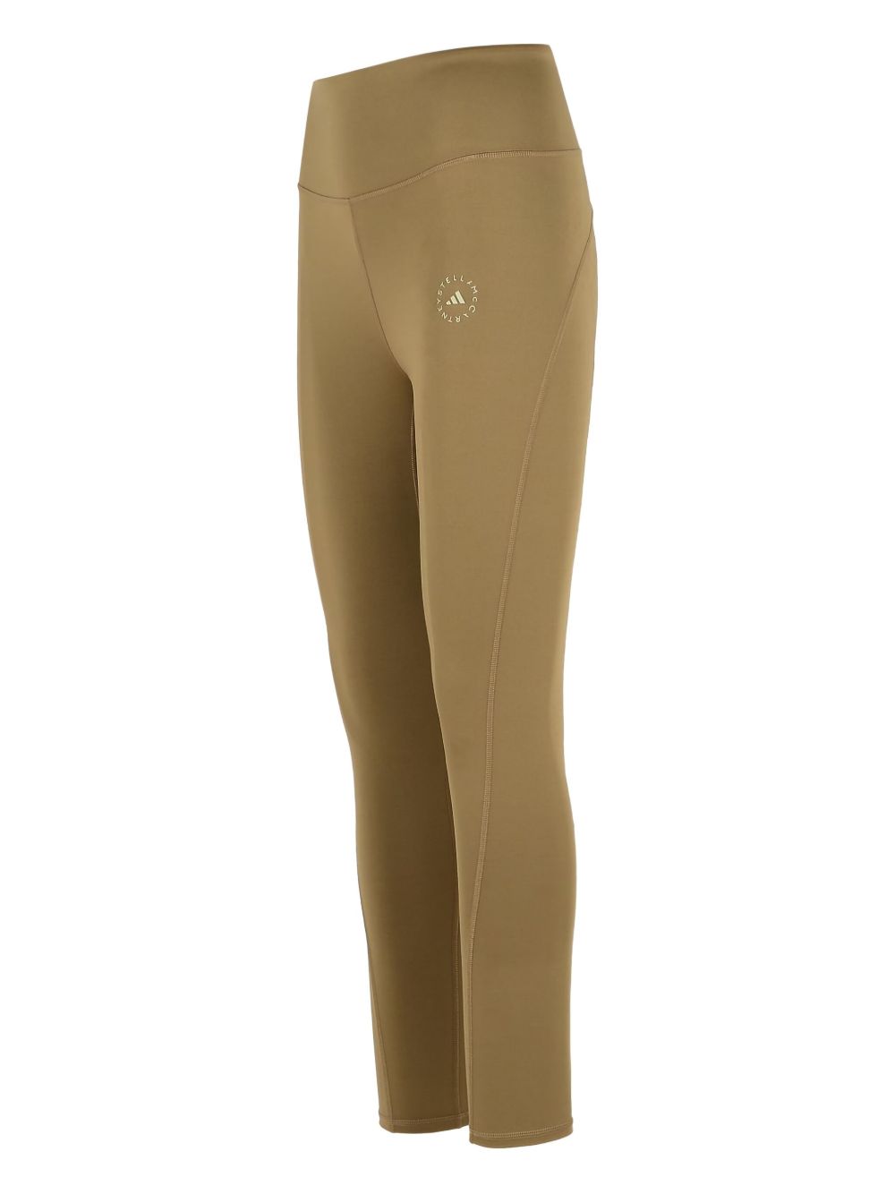 Adidas By Stella McCartney High-Waisted Curved Seam Logo Leggings Brown
