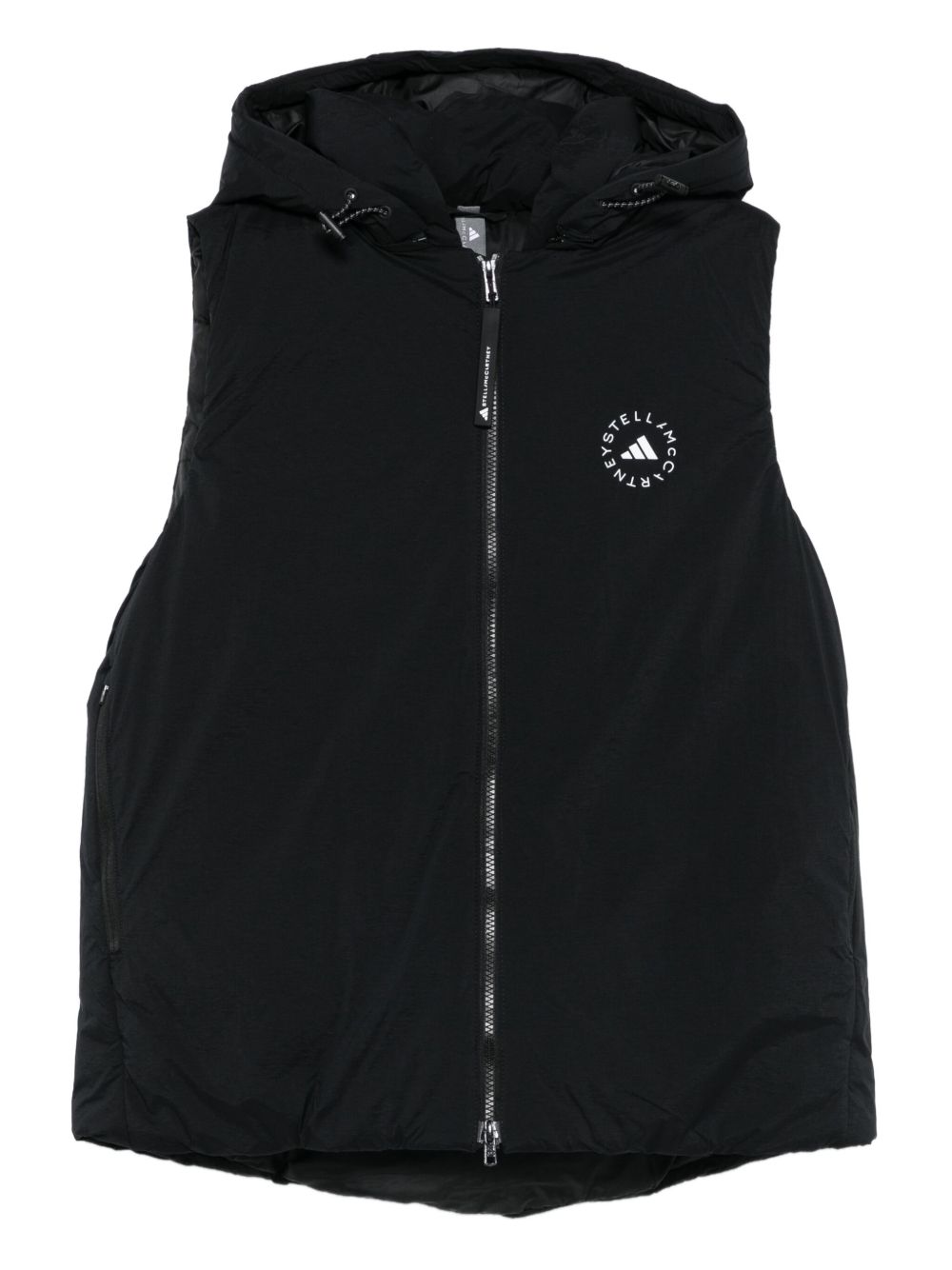 Adidas By Stella McCartney Hooded Zip-Up Sleeveless Vest Black Black