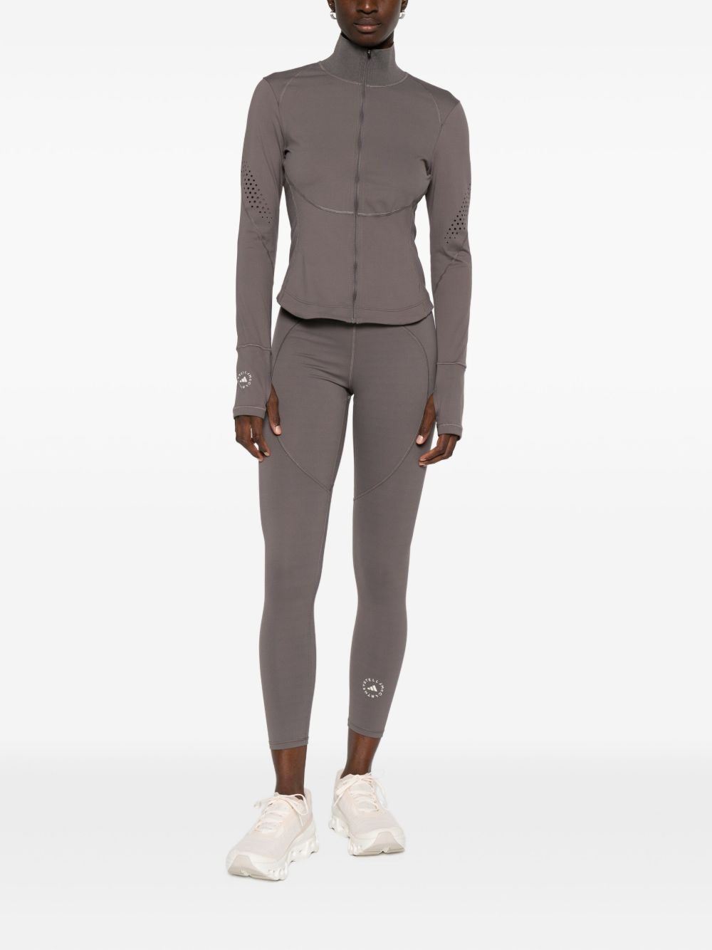Adidas By Stella McCartney Laser-Cut Grey and Brown High-Neck Jacket Brown