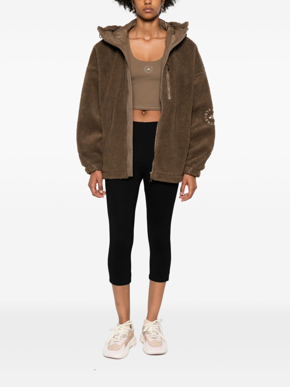Adidas By Stella McCartney Hooded Recycled-Polyester Track Top Brown brown