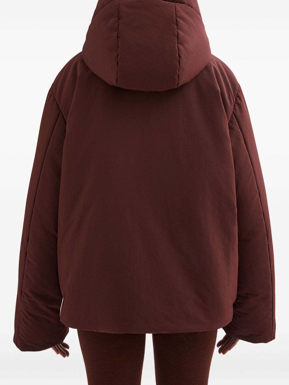 Jil Sander Plus Short Down Puffer Jacket with Hood Bordeaux Bordeaux