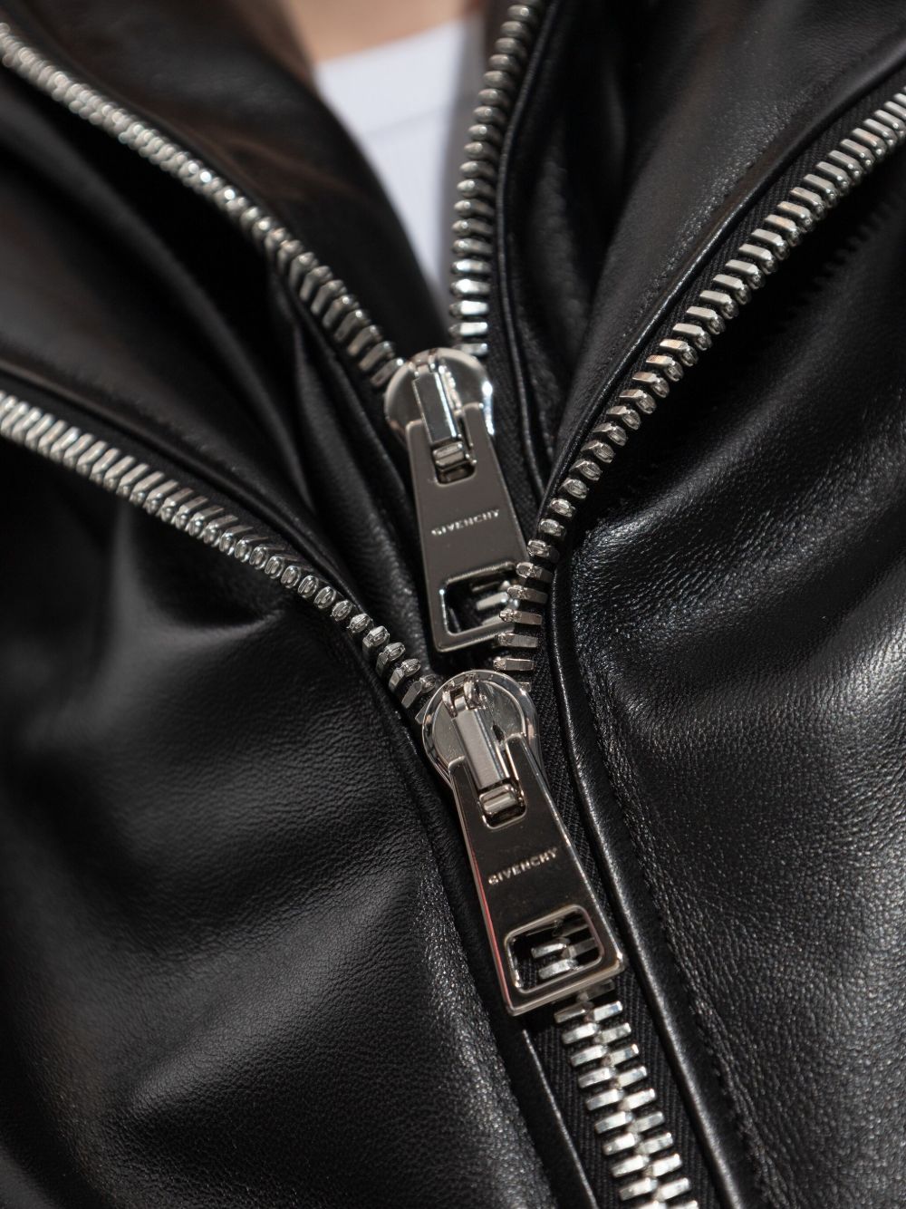 Givenchy Double-Zip Lambskin Leather Bomber Jacket Black