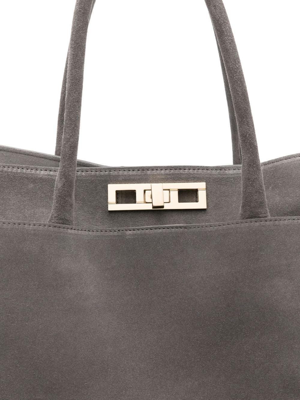 Fabiana Filippi Suede Tote Bag Grey with Gold-tone Hardware Grey