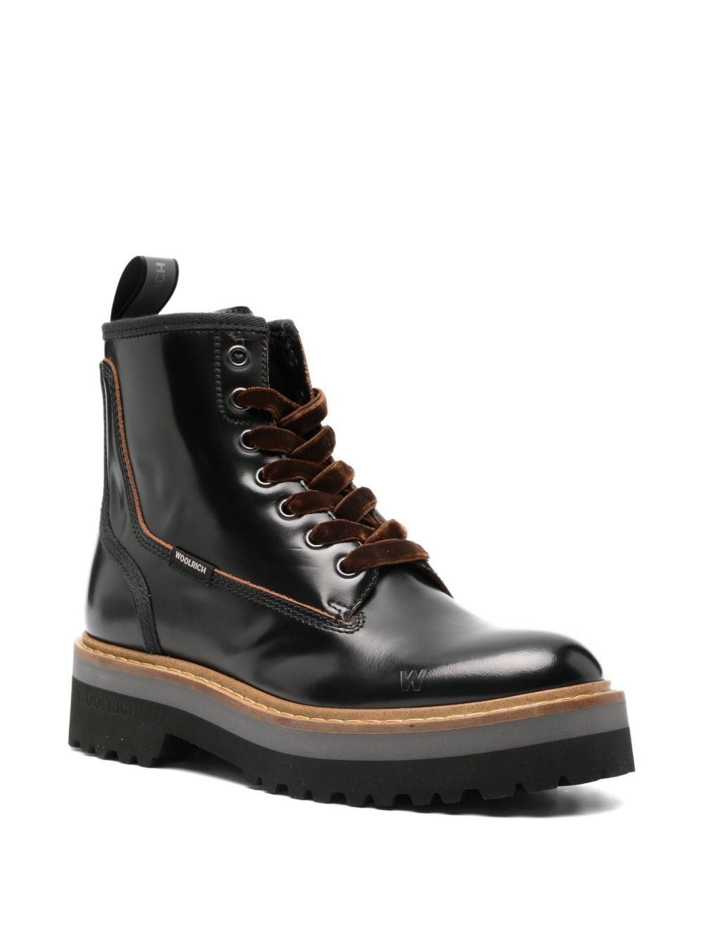 Woolrich Leather Lace-Up Boots Black Black