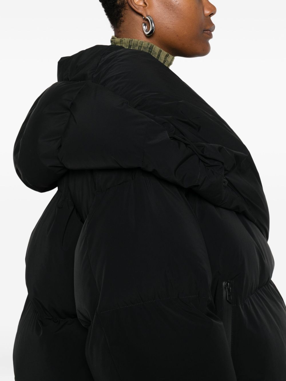 Diesel Quilted Cropped Down Jacket Black Black