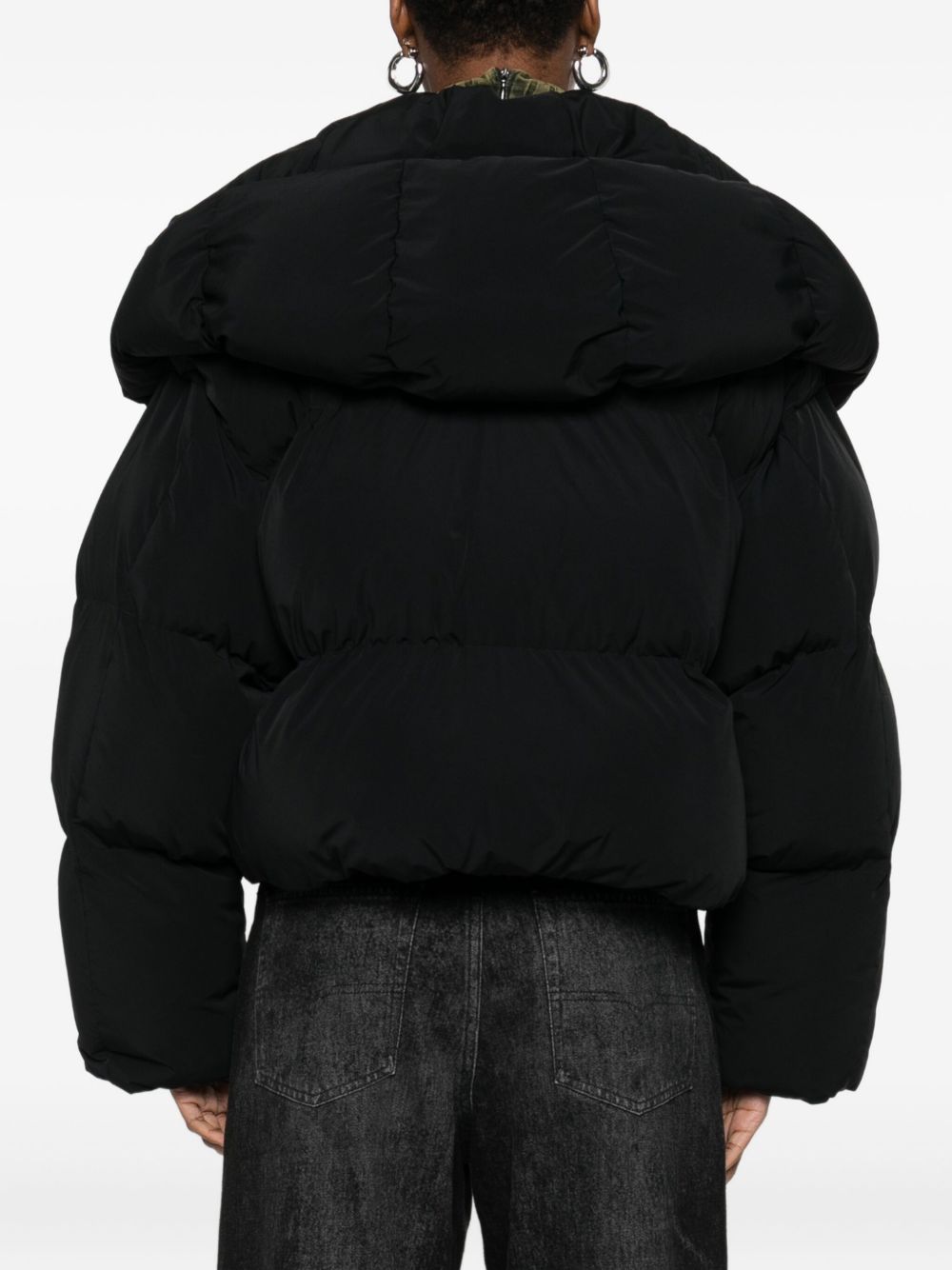 Diesel Quilted Cropped Down Jacket Black Black