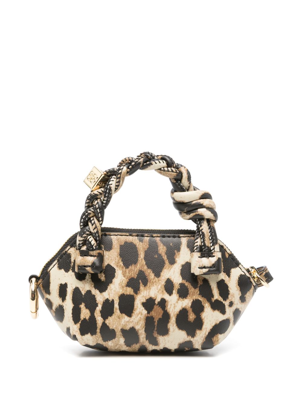 Ganni Leopard Nano Bou Recycled-Leather Mini Bag Brown