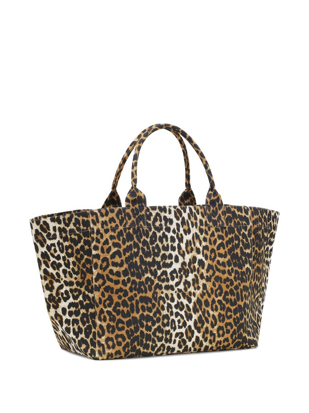 Ganni Leopard-Print XXL Shopper Tote Bag Brown