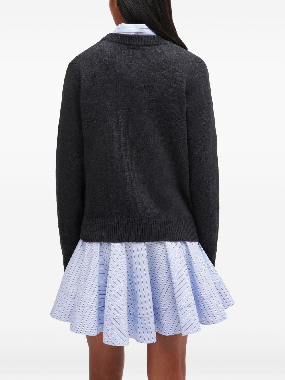 Ganni Puppy Love Dog-Graphic Wool-Blend Sweater Grey