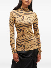 Ganni Printed Tiger Turtleneck Sweater Khaki