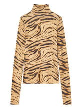 Ganni Printed Tiger Turtleneck Sweater Khaki