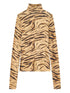 Ganni Printed Tiger Turtleneck Sweater Khaki