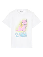 Ganni Neon Kitty Organic Cotton T-Shirt White