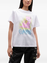 Ganni Neon Kitty Organic Cotton T-Shirt White