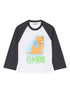 Ganni Kitty Baby Organic Cotton Baseball Sleeve T-Shirt White White