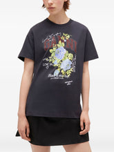 Ganni Floral and Graphic-Print Organic Cotton T-Shirt Grey
