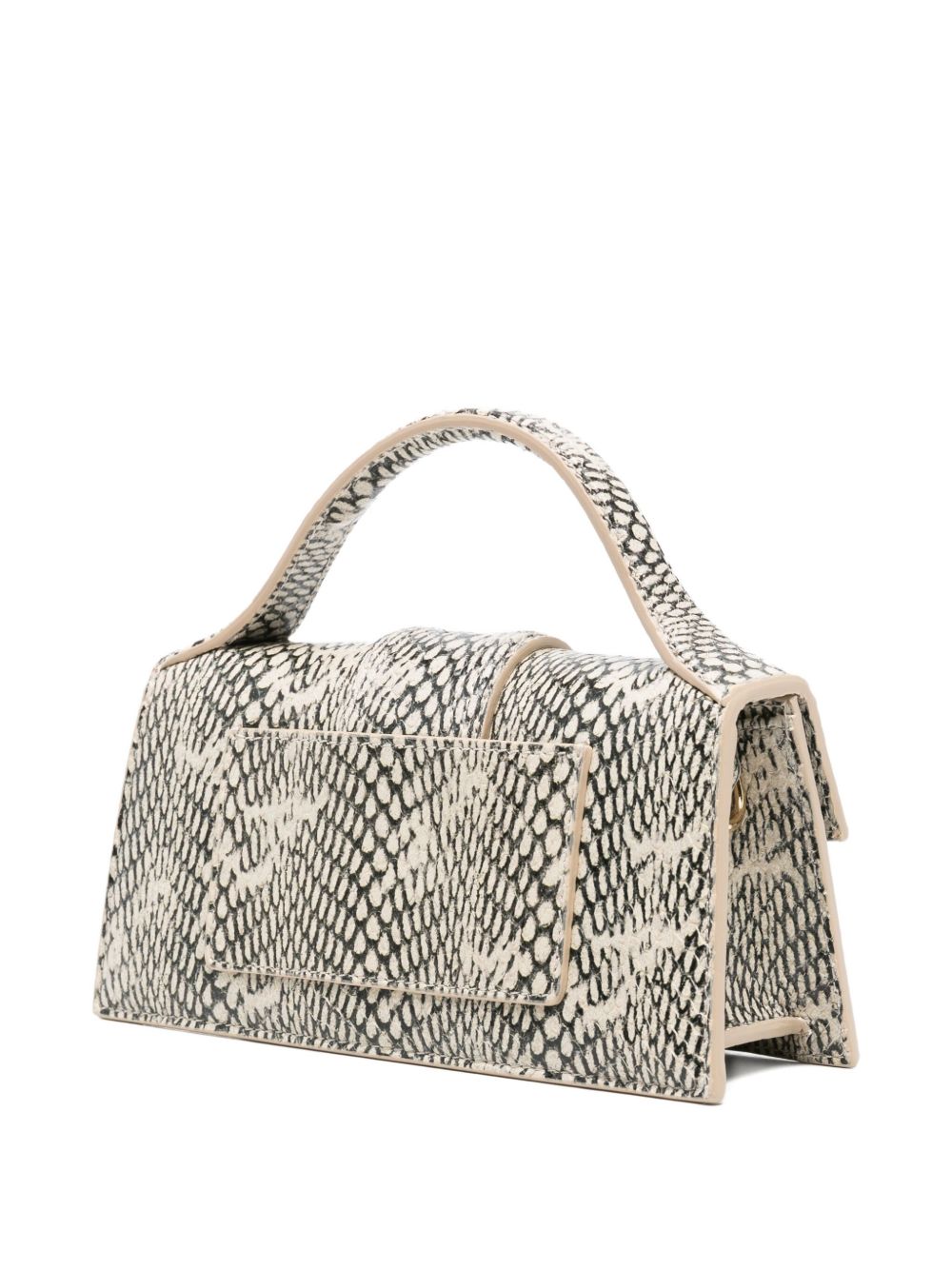 JACQUEMUS Le Bambino Snake-Print Leather Tote Beige