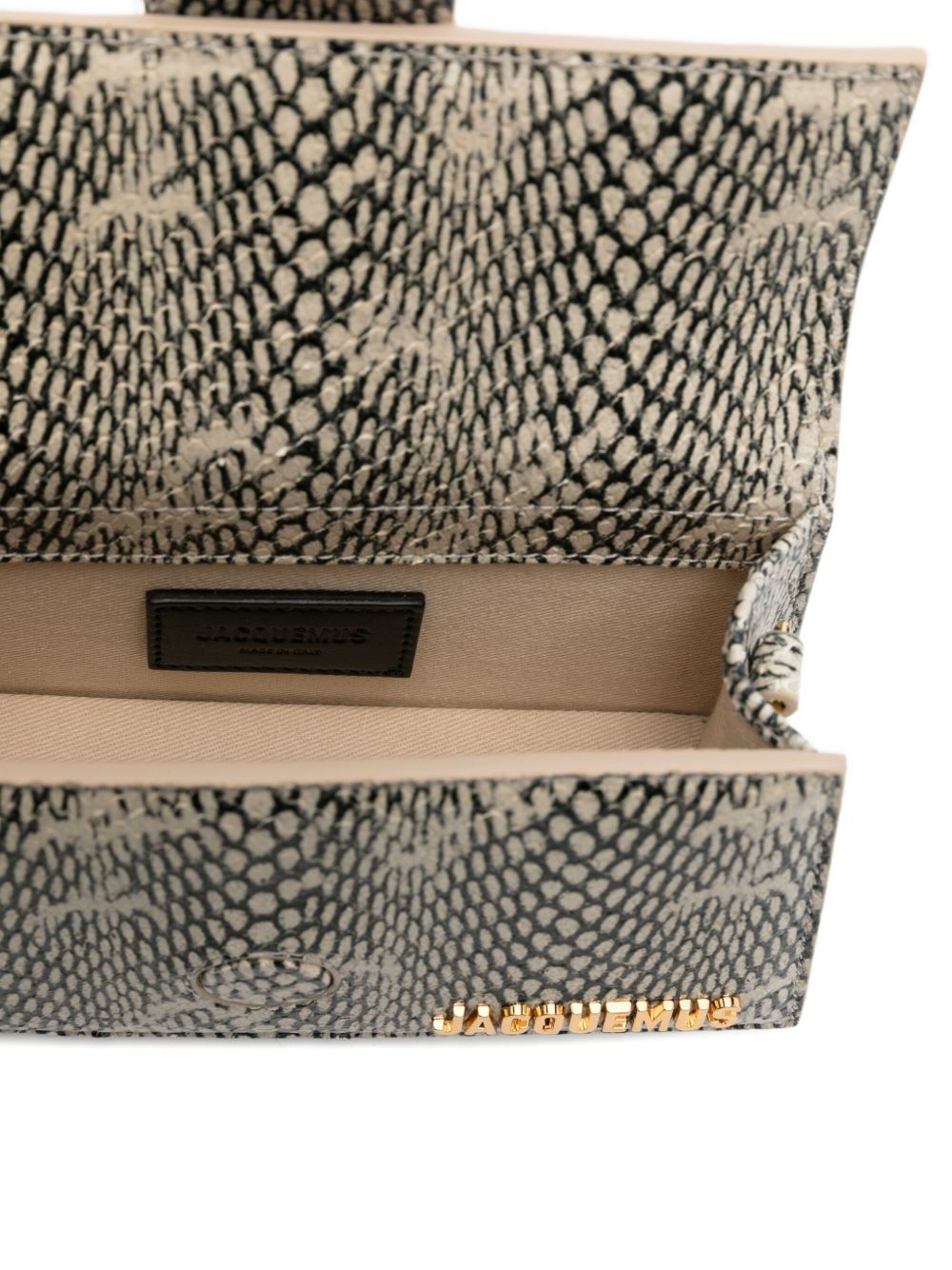 JACQUEMUS Le Bambino Snake-Print Leather Tote Beige