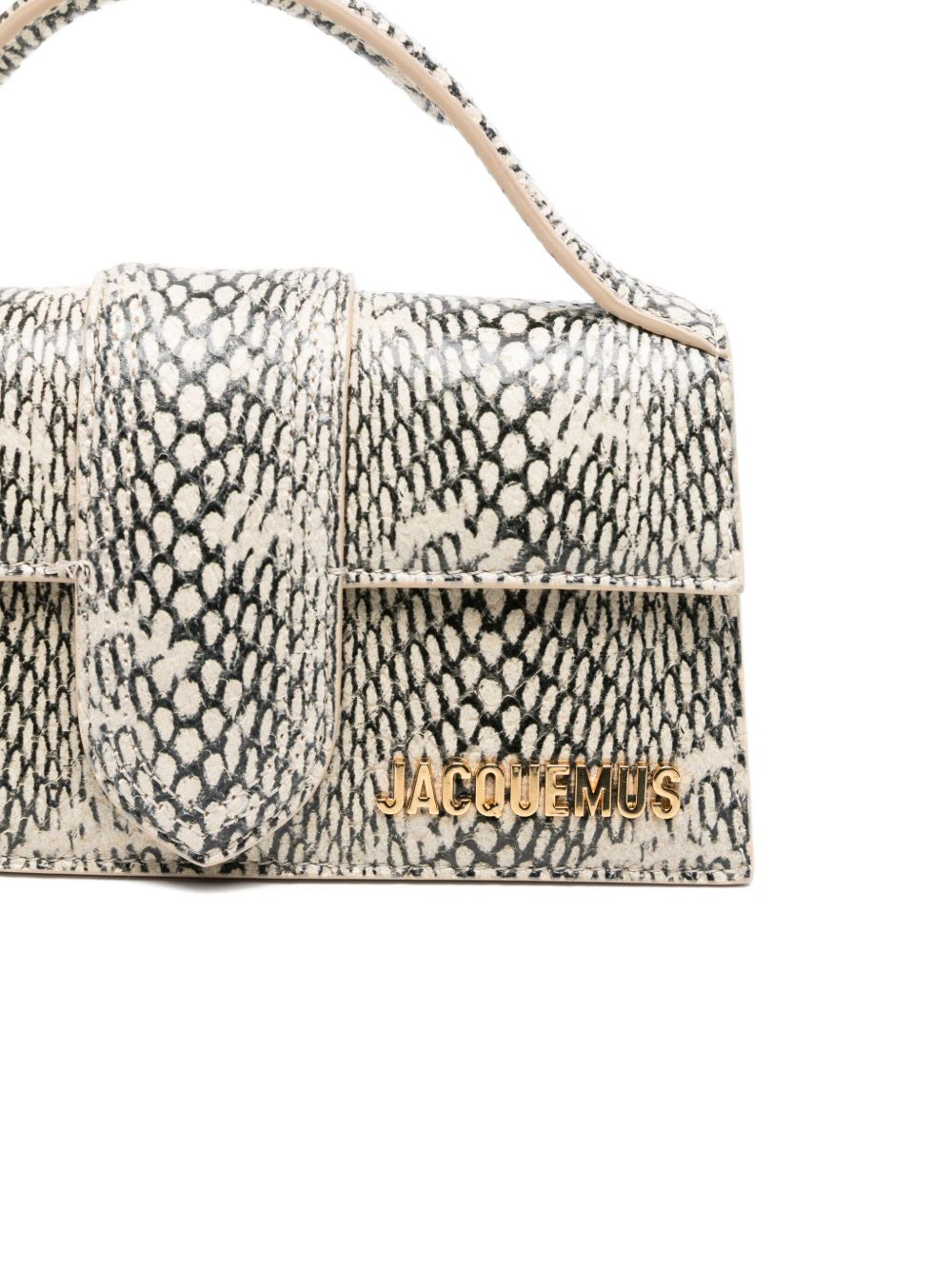 JACQUEMUS Le Bambino Snake-Print Leather Tote Beige