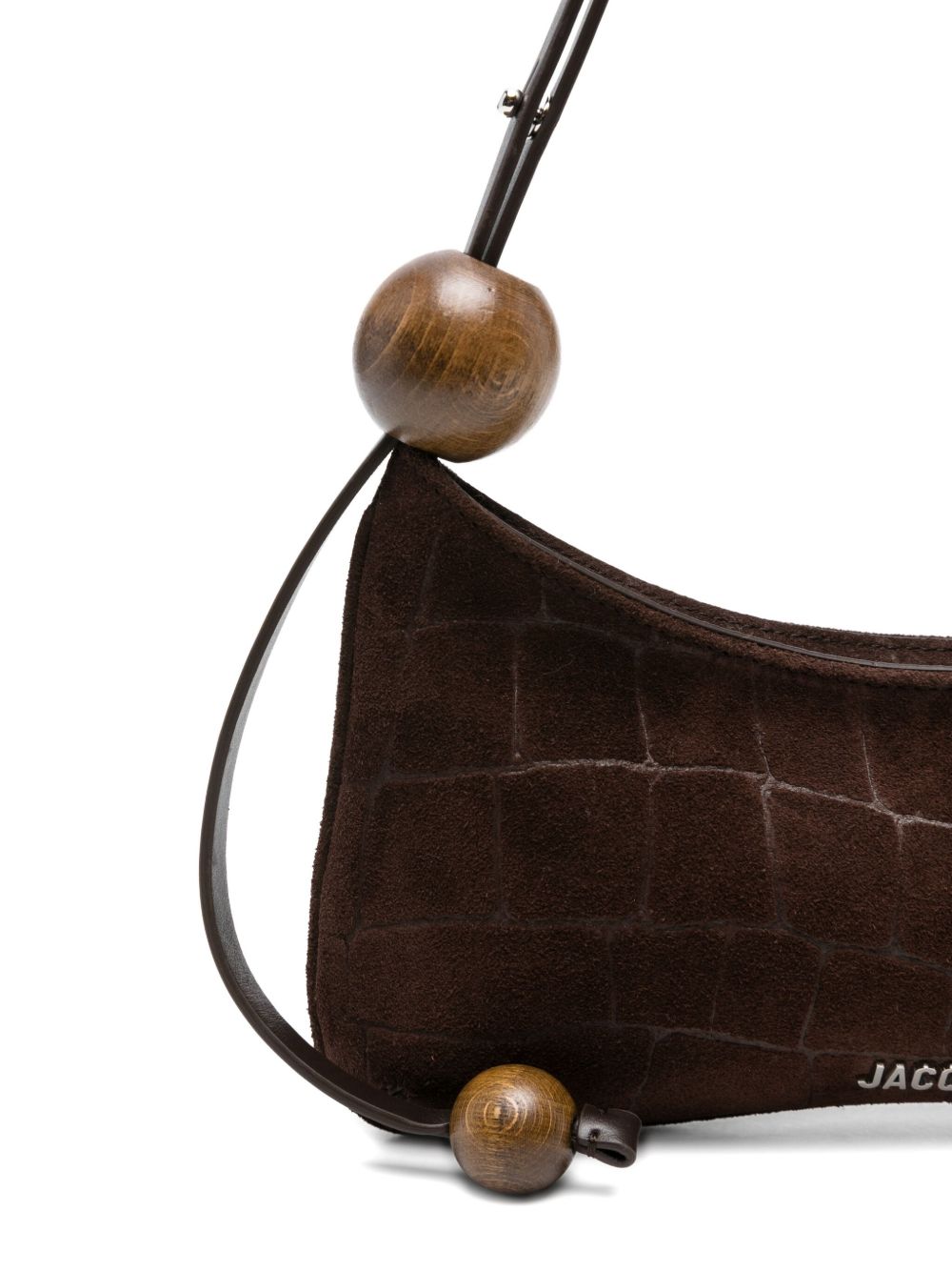 JACQUEMUS Le Bisou Perle Crocodile-Effect Suede Shoulder Bag Brown
