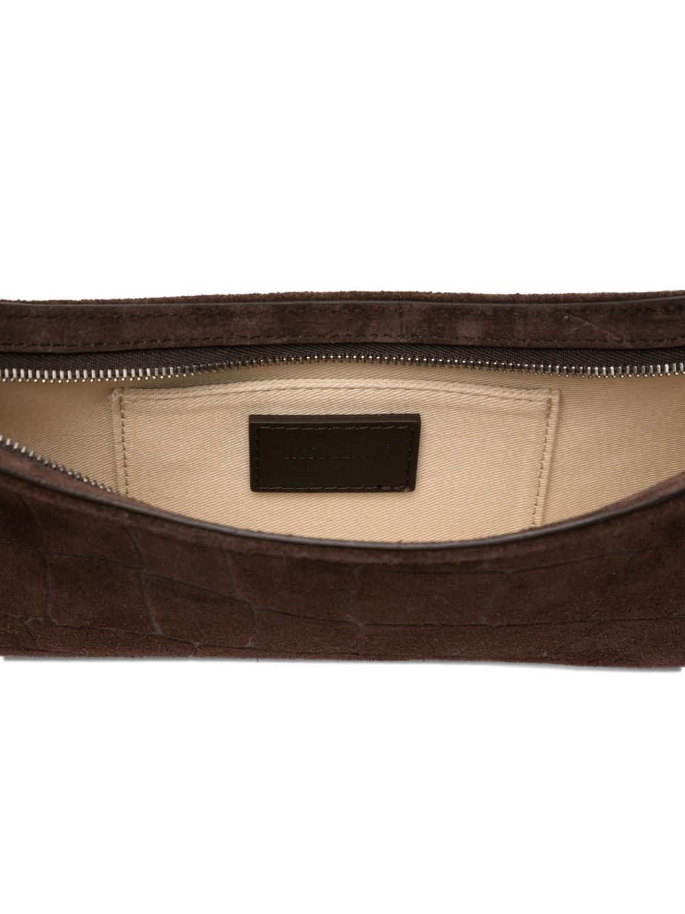 JACQUEMUS Le Bisou Perle Crocodile-Effect Suede Shoulder Bag Brown