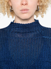 Emporio Armani Ribbed Turtleneck Wool-Blend Sweater Blue