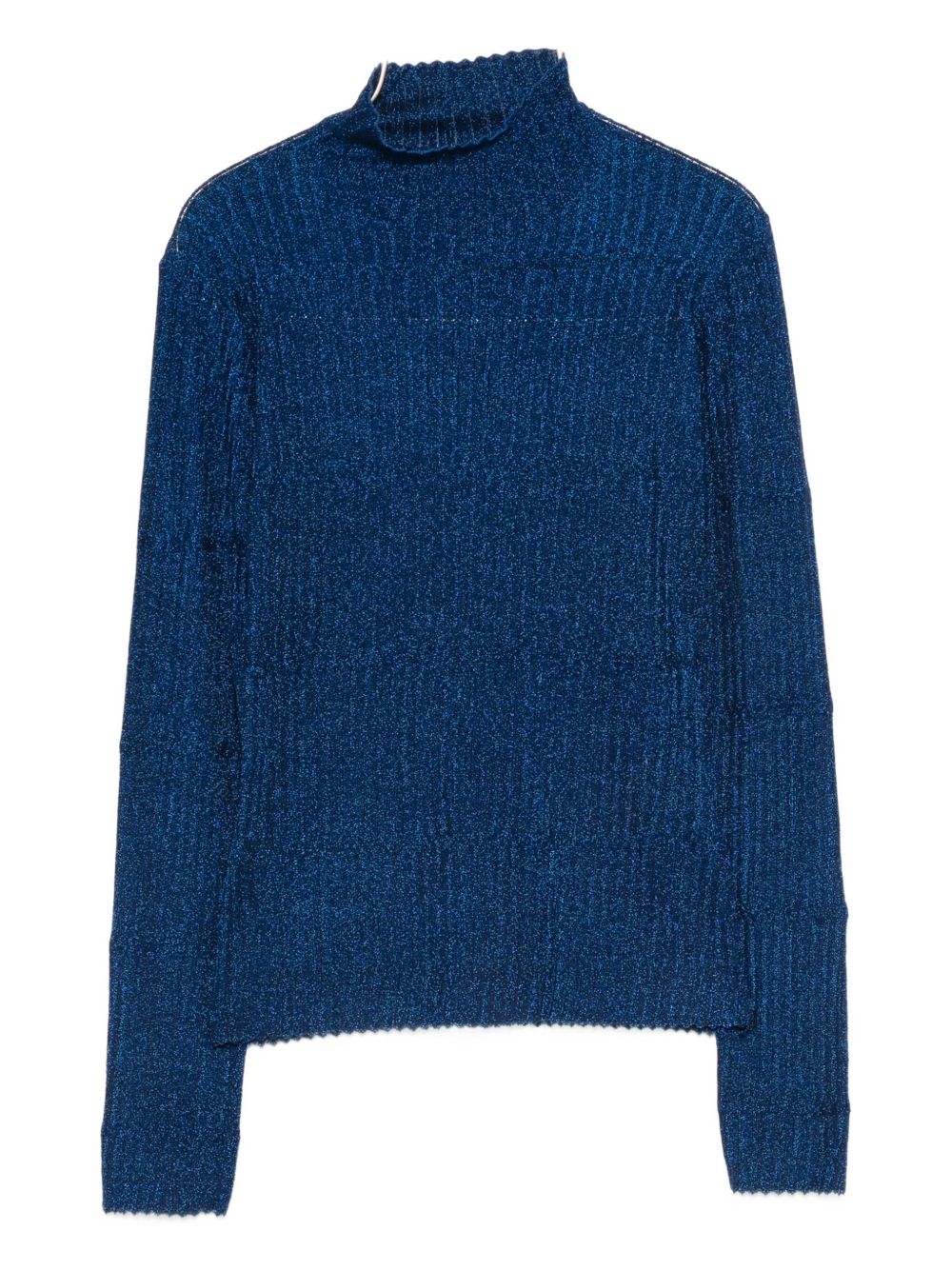 Emporio Armani Ribbed Turtleneck Wool-Blend Sweater Blue