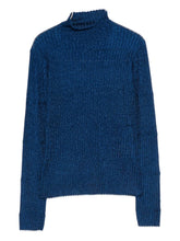 Emporio Armani Ribbed Turtleneck Wool-Blend Sweater Blue