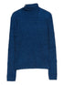 Emporio Armani Ribbed Turtleneck Wool-Blend Sweater Blue