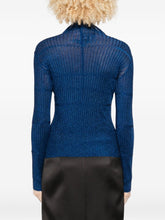 Emporio Armani Ribbed Turtleneck Wool-Blend Sweater Blue