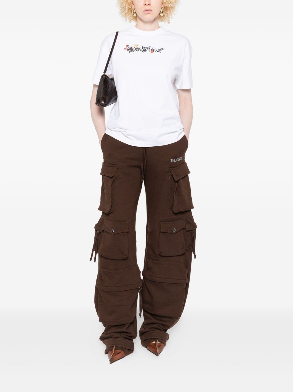 Off White Bookish Flowers Floral Logo Cotton T-shirt White White