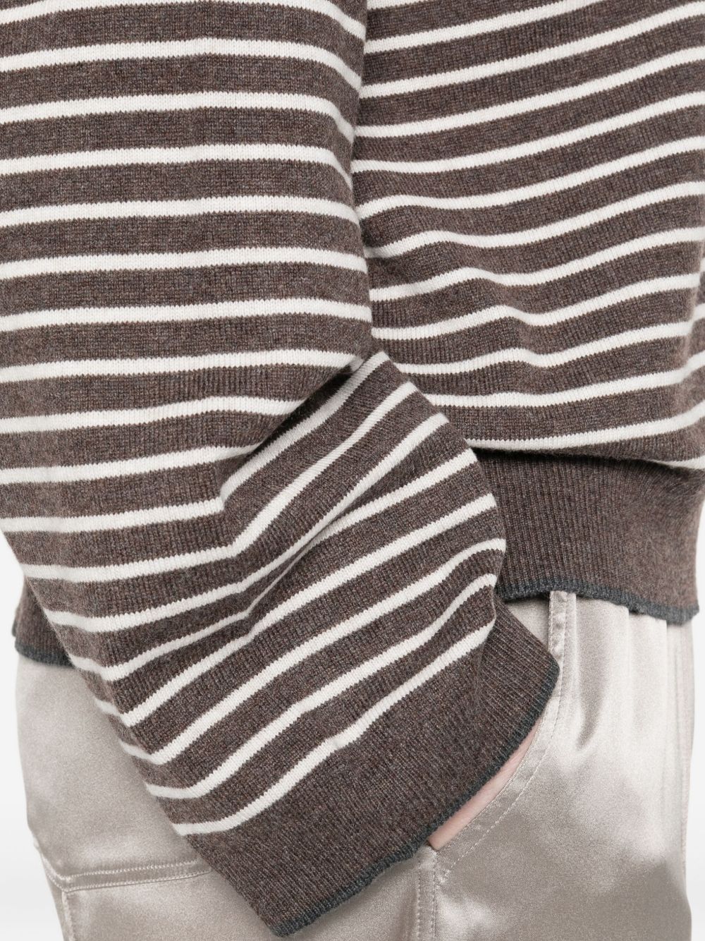 Brunello Cucinelli Striped Wool And Cashmere Sweater Brown Brown