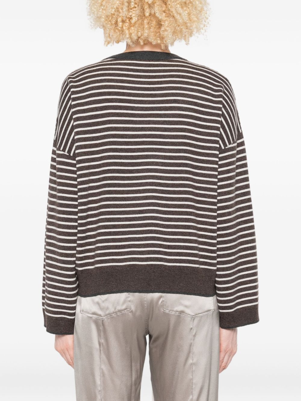 Brunello Cucinelli Striped Wool And Cashmere Sweater Brown Brown