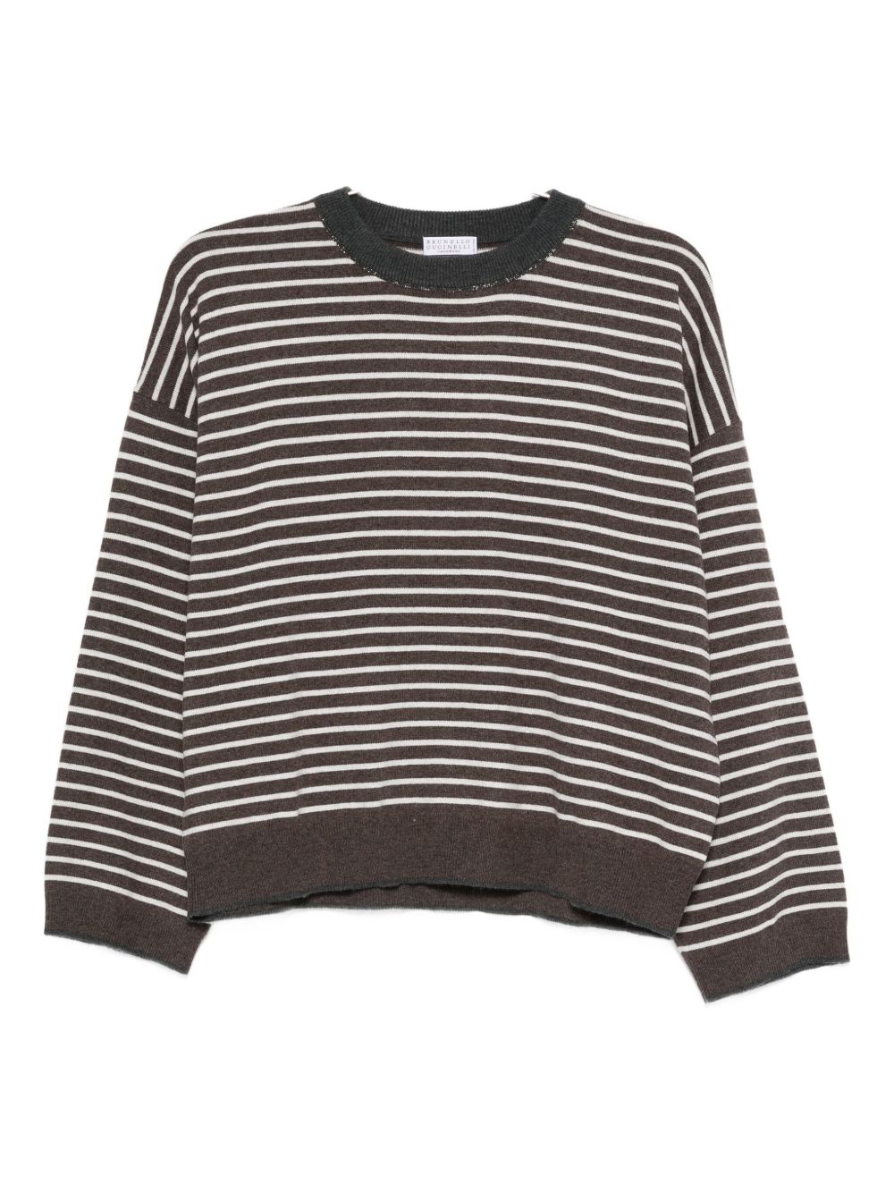 Brunello Cucinelli Striped Wool And Cashmere Sweater Brown Brown