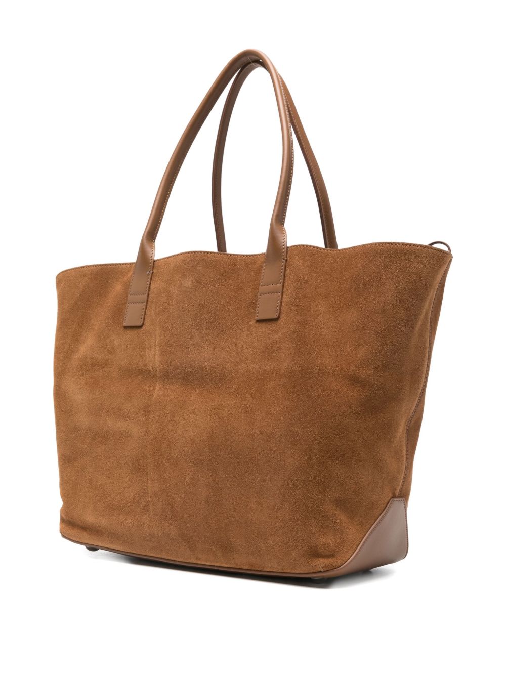 Hogan Pre Medium Script Embossed Suede Tote Bag Leather Brown
