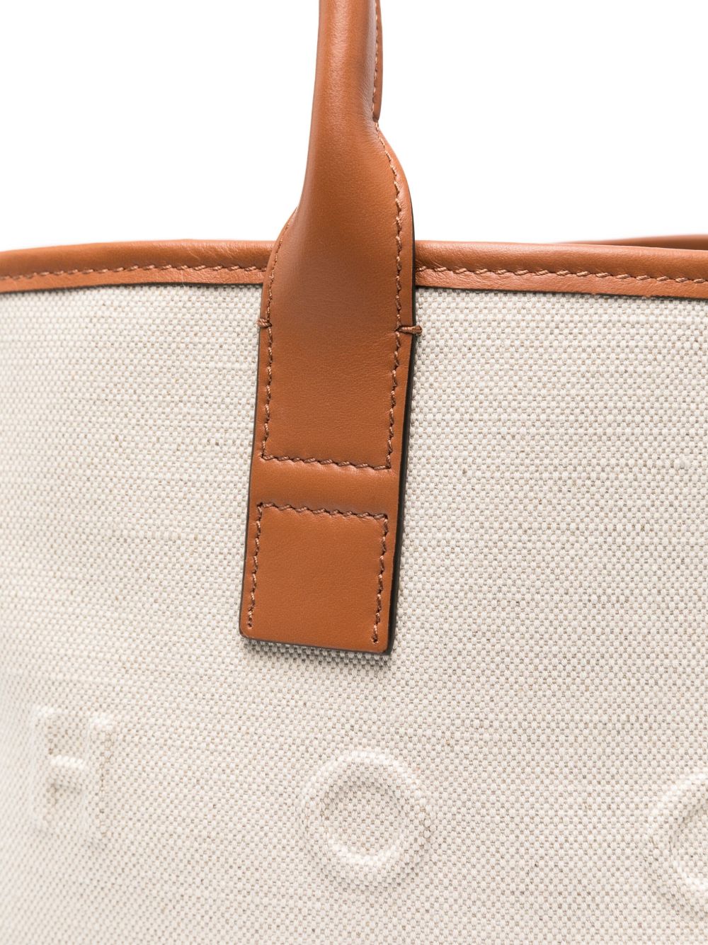 Hogan Pre Small Script Embossed Logo Tote Bag Ivory