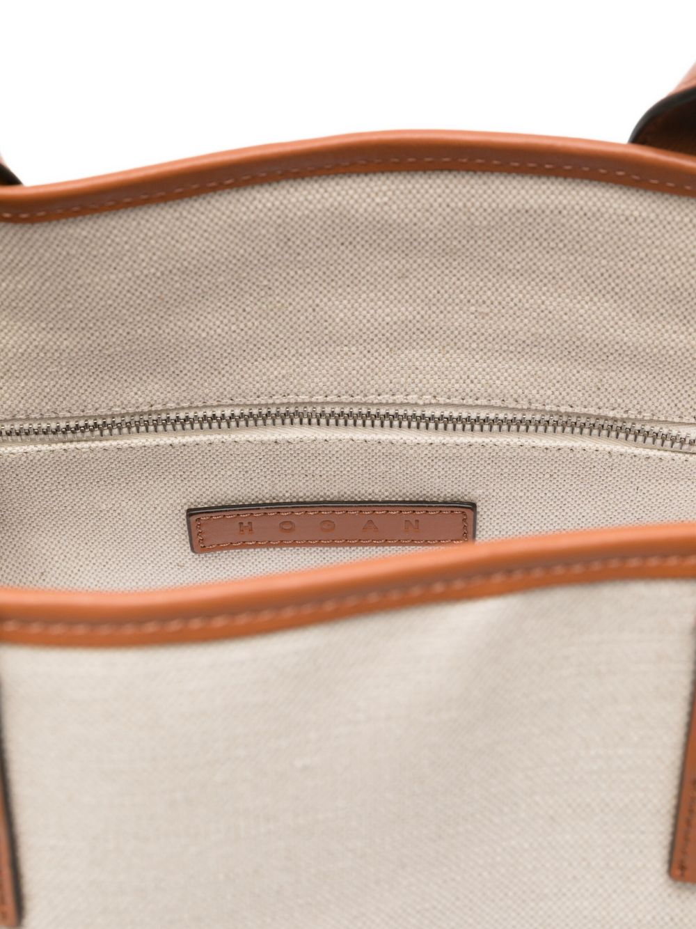 Hogan Pre Small Script Embossed Logo Tote Bag Ivory